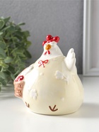 Фигурка керамика «Курочка-наседка в сливочном, с корзинкой цветов», 10.1×9.4×10.7 см  (артикул 10933913)  большой выбор товаров оптом и в розницу по низким ценам с доставкой
