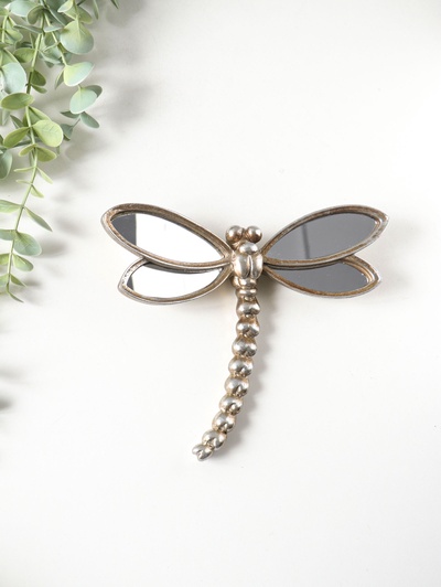 Панно настенное полистоун «Зеркальная стрекоза», под серебро с позолотой 20×4×16.5 см