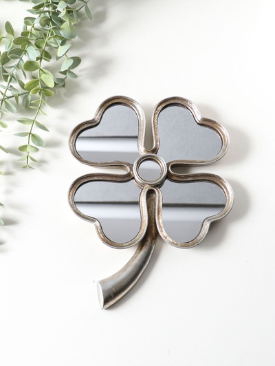 Панно настенное полистоун «Зеркальный клевер», под серебро, 19×2.5×26 см