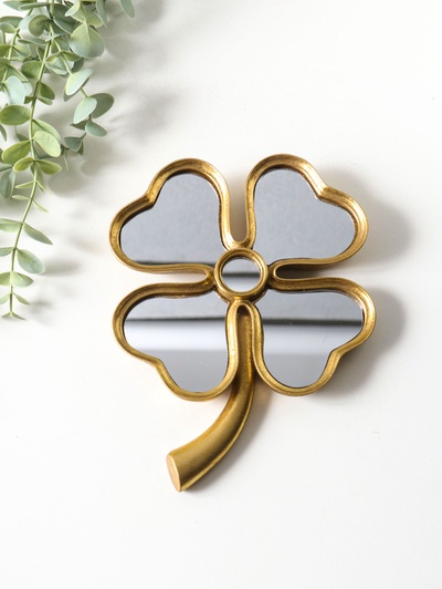 Панно настенное полистоун «Зеркальный клевер», под золото, 15.5×2.2×21 см