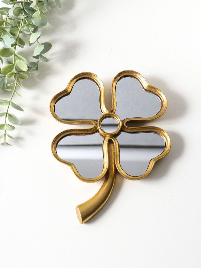 Панно настенное полистоун «Зеркальный клевер», под золото, 15.5×2.2×21 см