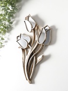 Панно настенное полистоун «Зеркальные тюльпаны», под серебро с позолотой, 22×3×35 см - Фото 2