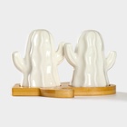 УЦЕНКА Набор для специй BellaTenero «Кактусы», солонка 75 мл, перечница 75 мл, на бамбуковой подставке, фарфор, белый - Фото 8