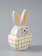 УЦЕНКА Шкатулка керамика «Зайка в яйце в клеточку, с цветком» серо-жёлтый 8×5.4×14.2 см - Фото 3