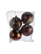 УЦЕНКА Набор шаров пластик d-8 см, 4 шт "Снежинка блеск" кофейный - Фото 2