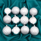 УЦЕНКА Набор шаров пластик d=6 см, 12 шт. «Ларго» серебро - Фото 1