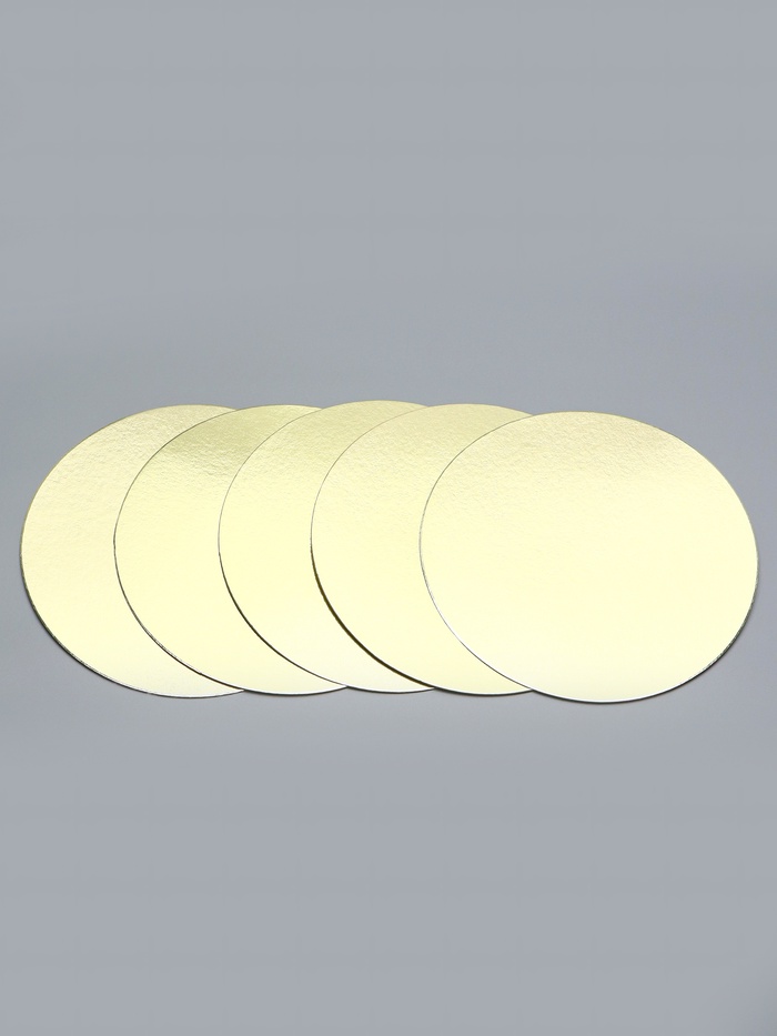 Подложка кондитерская, золотая 20 см - Набор 5 шт.