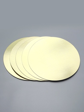 Подложка кондитерская под торт, золотая 30 см - Набор 5 шт.
