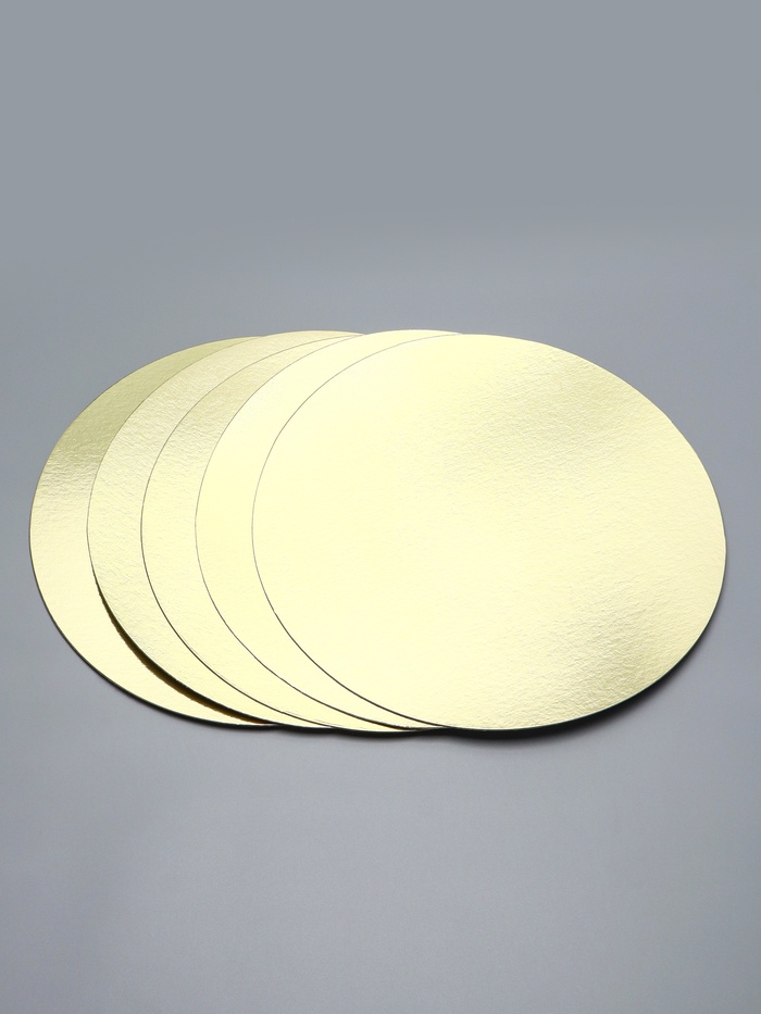 Подложка кондитерская под торт, золотая 30 см - Набор 5 шт.