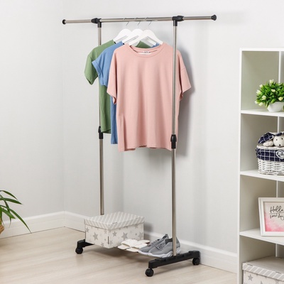 УЦЕНКА Вешалка напольная для одежды телеск, 1 перекл, подставка для обуви 80(145)х43х90(160) 110143