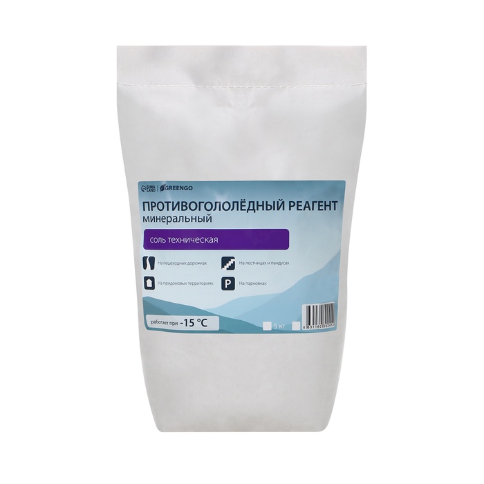 УЦЕНКА Реагент антигололедный, 5 кг, S (Соль техническая) -15 °С - Фото 1