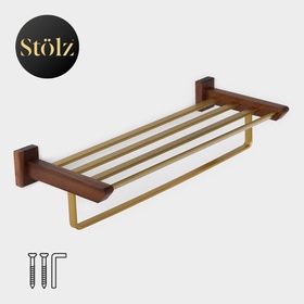 {{photo.Alt || photo.Description || 'УЦЕНКА Полка с держателем для полотенец Hölzern Premiere, ореховое дерево, алюминий'}}