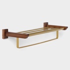 УЦЕНКА Полка с держателем для полотенец Hölzern Premiere, ореховое дерево, алюминий - Фото 3