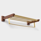 УЦЕНКА Полка с держателем для полотенец Hölzern Premiere, ореховое дерево, алюминий - Фото 4