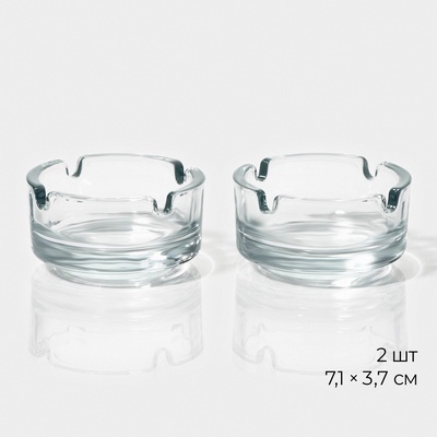 УЦЕНКА Набор пепельниц Lav «Кеф», 7.1×3.7 см, 2 шт., стекло, прозрачный