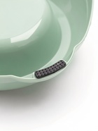 Миска двойная, 26.3×16×3.9 см, на пластиковом основании, металл, зелёная - фото 809616790