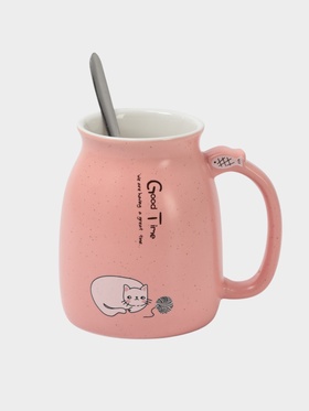 УЦЕНКА Кружка с деревянной крышкой и ложкой 