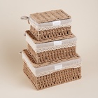 УЦЕНКА Набор корзин для хранения ручного плетения с крышкой, бумага, 3 шт.: от 18×12×8 до 26×2 - Фото 2