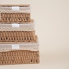 УЦЕНКА Набор корзин для хранения ручного плетения с крышкой, бумага, 3 шт.: от 18×12×8 до 26×2 - Фото 6