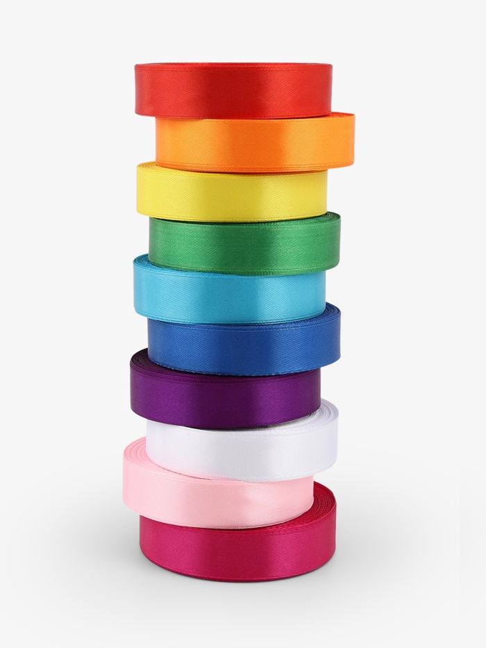 Лента атласная, набор 10 шт., 20 мм, 23 м±1 м, разноцветная
