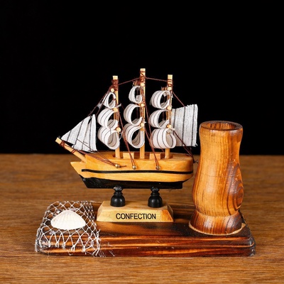 УЦЕНКА Набор настольный Карандашница-ваза+корабль 12×13 см