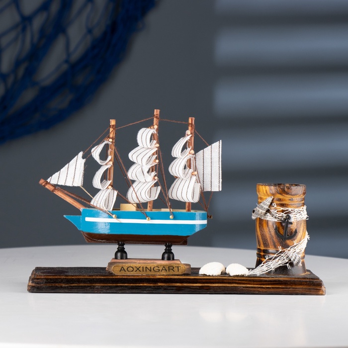 УЦЕНКА Набор настольный «Корабль» с карандашницей 22×7×15 см - Фото 1