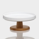 УЦЕНКА Блюдо для подачи с клош крышкой на деревянной ножке BellaTenero «Эстет», d=24 см, керамика, белая - Фото 4