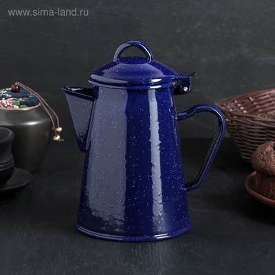 УЦЕНКА Кофейник эмалированный «Синий мрамор», 800 мл, 14×11.5×18 см, синий
