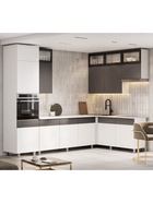 Кухонный гарнитур угловой до потолка «София», 3000×1800 мм, цвет белый/графит МДФ - Фото 3