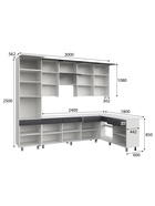 Кухонный гарнитур угловой до потолка «София», 3000×1800 мм, цвет белый/графит МДФ 11007058