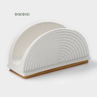 УЦЕНКА Салфетница BellaTenero, 14.5×6.5×8 см, на бамбуковой подставке, фарфор, белая - Фото 3