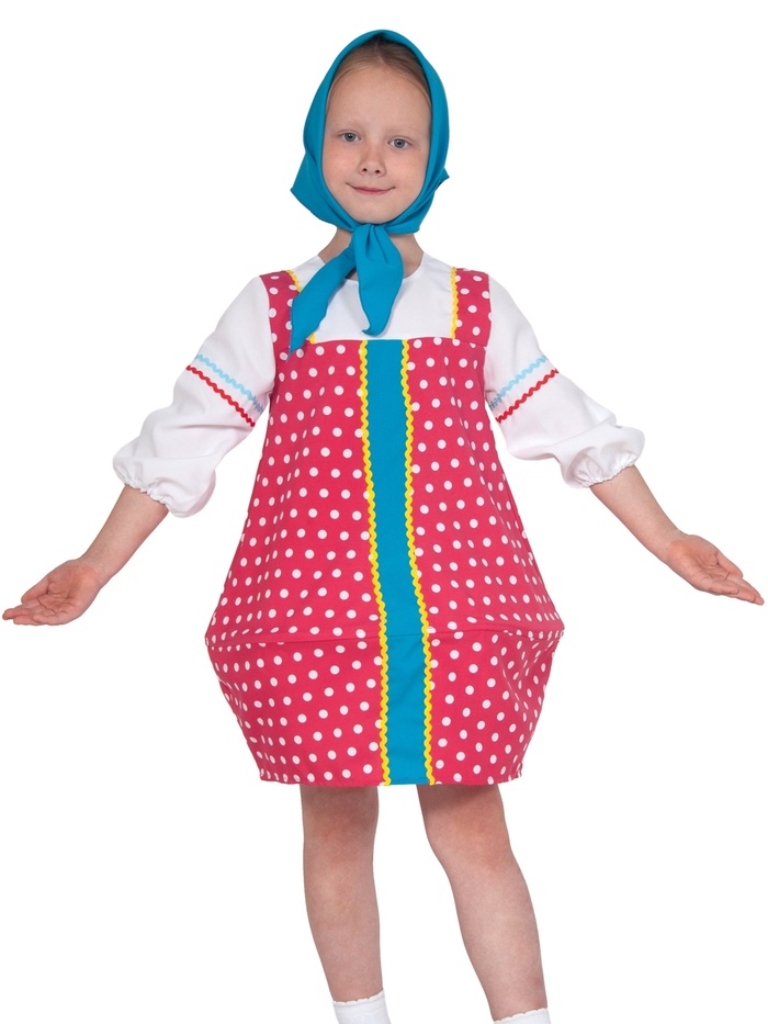 Костюм для девочки Матрешка малиновая р-р. 134