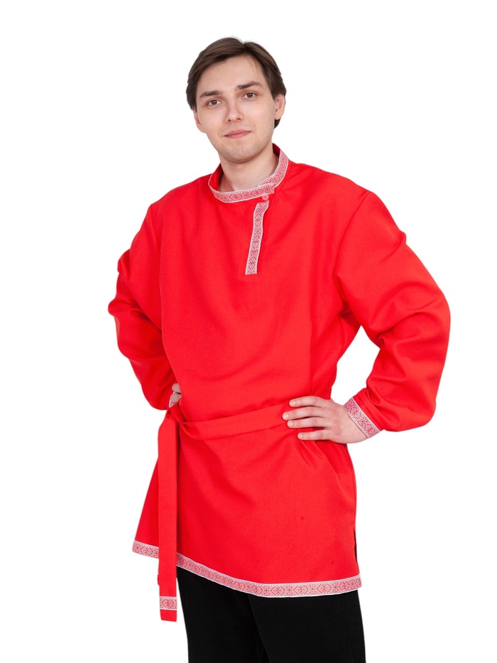 Рубаха-косоворотка русская народная мужская, красная р-р. XL 56-58