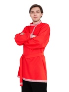 Рубаха-косоворотка русская народная мужская, красная р-р. XL 56-58 - Фото 3