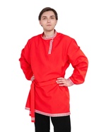 Рубаха-косоворотка русская народная мужская, красная р-р. XL 56-58 - Фото 5