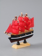 УЦЕНКА Корабль сувенирный малый «Марианна», борта с белой полосой, паруса алые, 3×10×10 см - Фото 3