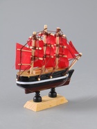 УЦЕНКА Корабль сувенирный малый «Марианна», борта с белой полосой, паруса алые, 3×10×10 см - Фото 5