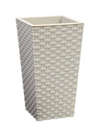 УЦЕНКА Кашпо со вставкой 13,8х13,8х25 см (вставка 1,5 л) "Ротанг", цвет белый - Фото 1