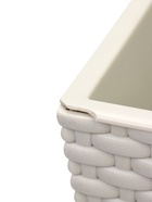 УЦЕНКА Кашпо со вставкой 13,8х13,8х25 см (вставка 1,5 л) "Ротанг", цвет белый - Фото 2