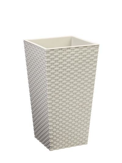 УЦЕНКА Кашпо со вставкой 19,8х19,8х36 см (вставка 4,9 л) "Ротанг", цвет белый