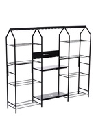 УЦЕНКА Подставка для растений, 208×40×177 см, 8 полок, 3 секции, черная - Фото 1