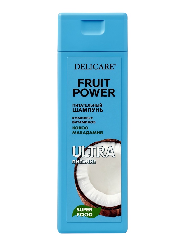 Шампунь для волос Delicare Fruit Power, питание и гладкость, с кокосом, 280 мл - Фото 1