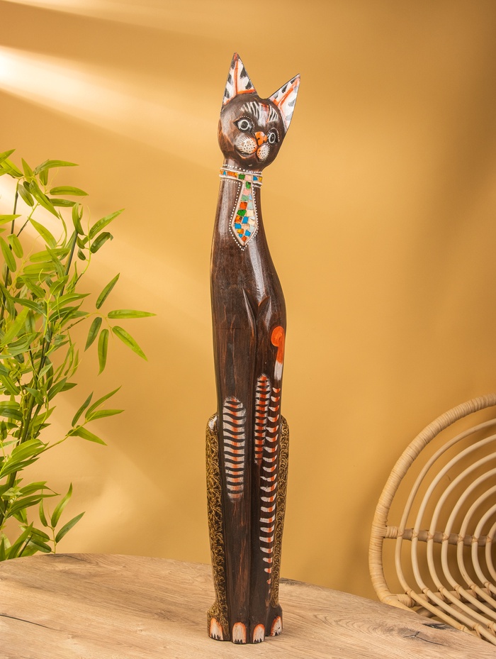 УЦЕНКА Сувенир дерево «Кошка в галстуке из мозаики» 100×16×7 см МИКС - Фото 1