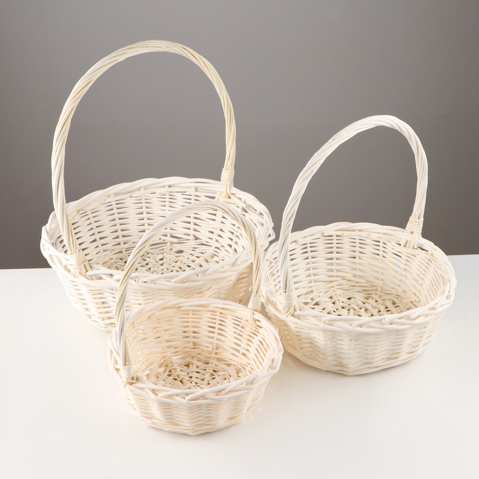 УЦЕНКА Набор корзин «Косичка», 3 шт, 35×12/38 см, 29×11/32 см, 24×10/27 см, ива - Фото 1