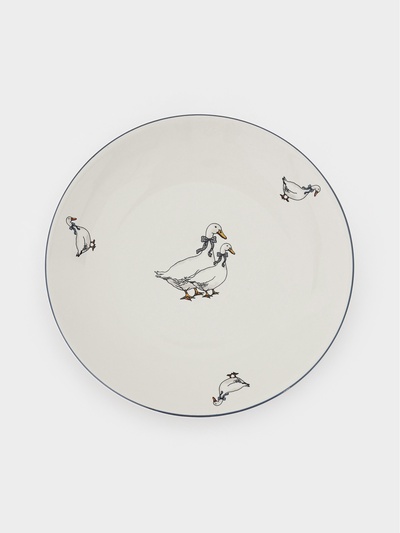 Тарелка Тихорецкий фарфор «Гуси», d=21 см, белая
