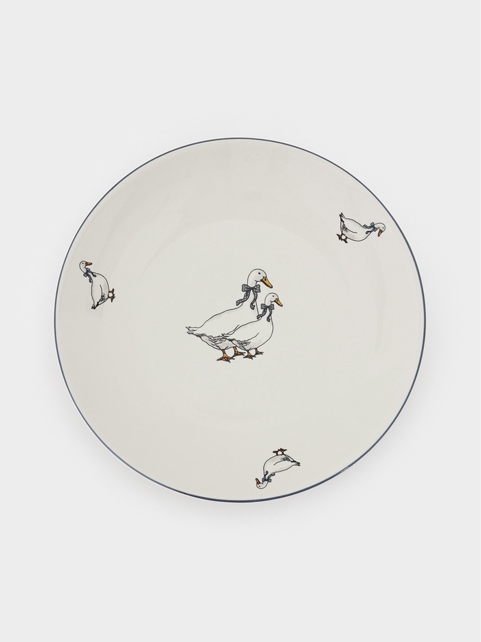 Тарелка Тихорецкий фарфор «Гуси», d=21 см, белая - Фото 1