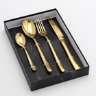 УЦЕНКА Набор столовых приборов Magistro «Джентри», 4 предмета, нержавеющая сталь, золотистый - Фото 3
