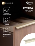 Ручка профильная мебельная торцевая CAPPIO RT002AU, L=600 мм, м/о 480 мм, сатиновое золото - Фото 1