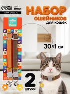 Набор ошейников для кошек «Пижон», 30×1 см, оранжевый, коричневый - Фото 1