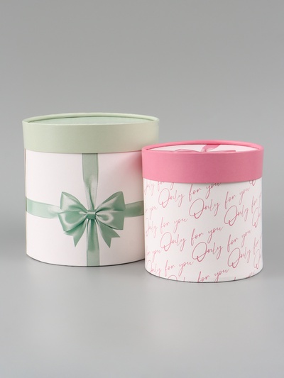 Набор шляпных коробок 2 в 1 «Бант», 12×12 см, 15×15 см